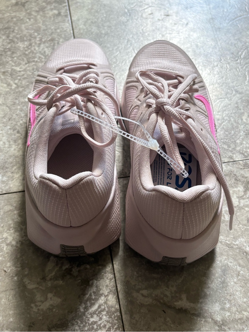 Nike Women's Pale Pink Athletic Sneakers with Hot Pink Swoosh - Picture 3 of 5